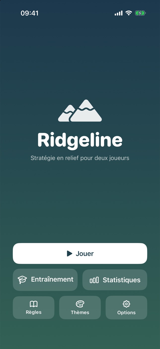 Écran d'accueil de Ridgeline