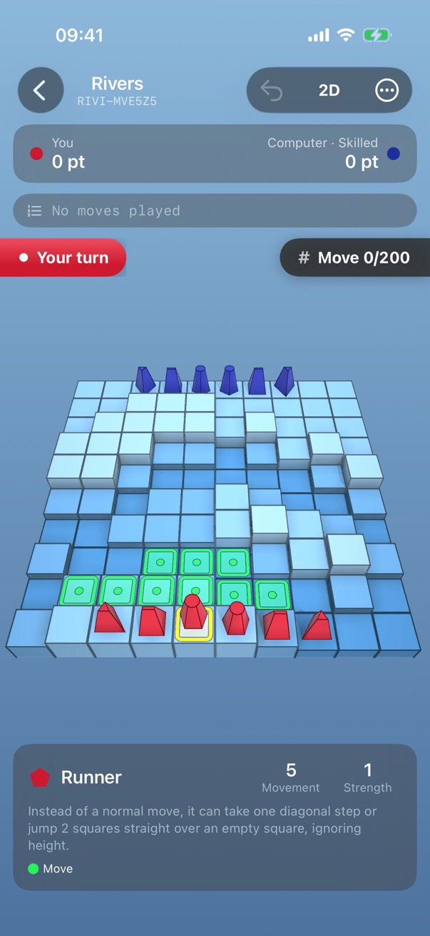A game with the Glacier theme on the Rivers terrain