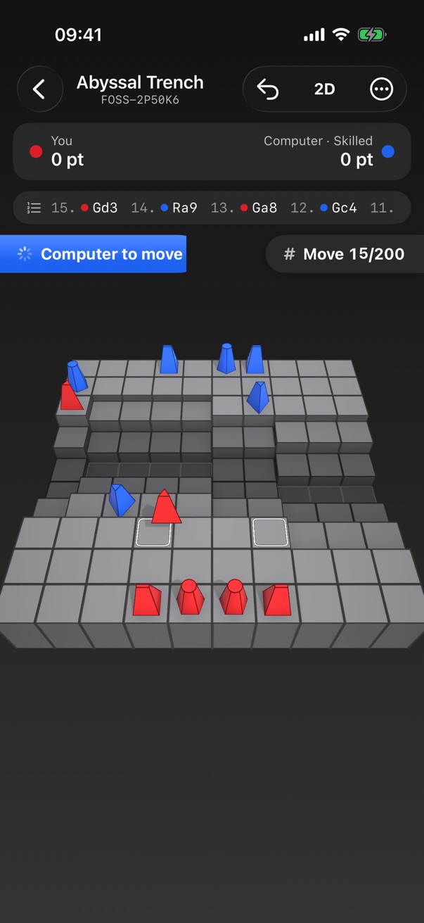 A game with the Monochrome theme on the Abyssal Trench